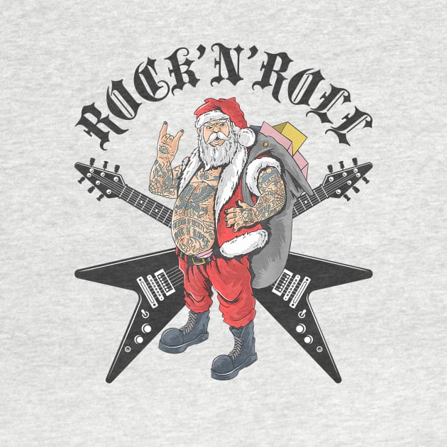 Christmas in July Rock and Roll Santa with Tattoos by nvqdesigns